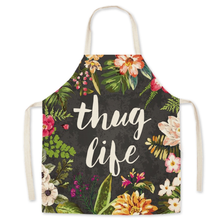 

2 PCS Green Leaf Kitchen Apron Linen Cooking Gown Work Clothes, Specification: 65x75 cm(Life)