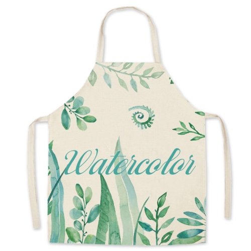 

2 PCS Green Leaf Kitchen Apron Linen Cooking Gown Work Clothes, Specification: 45x56 cm(Water)