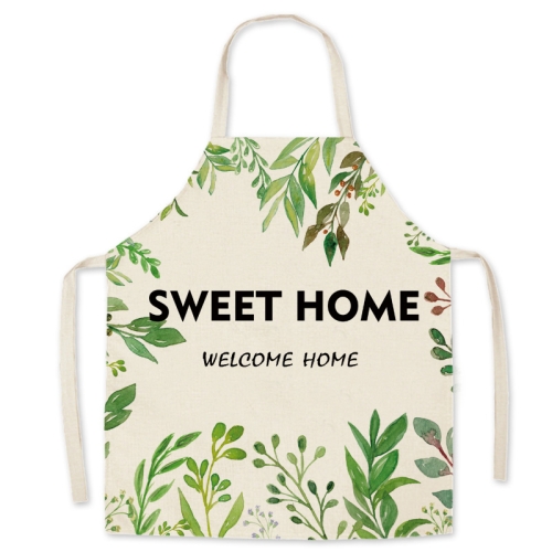 

2 PCS Green Leaf Kitchen Apron Linen Cooking Gown Work Clothes, Specification: 45x56 cm(Sweet)