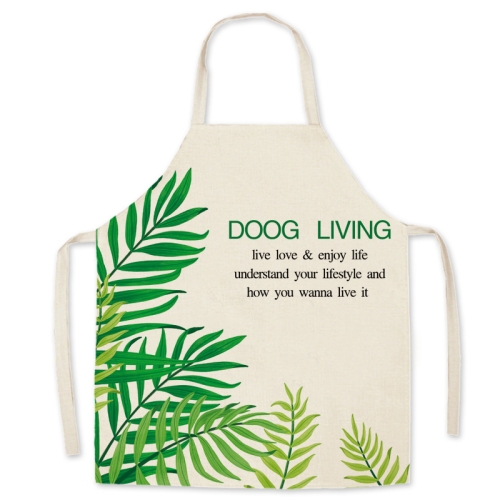 

2 PCS Green Leaf Kitchen Apron Linen Cooking Gown Work Clothes, Specification: 45x56 cm(Doog)