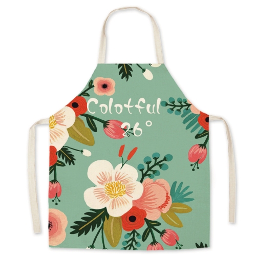 

2 PCS Green Leaf Kitchen Apron Linen Cooking Gown Work Clothes, Specification: 45x56 cm(Colo)