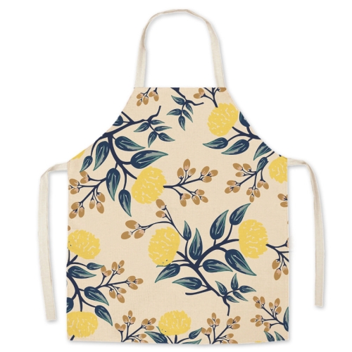 

2 PCS Green Leaf Kitchen Apron Linen Cooking Gown Work Clothes, Specification: 45x56 cm(Yellow)
