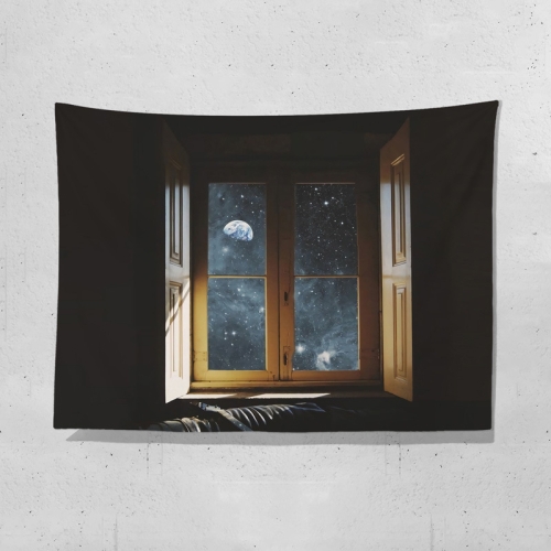 

Sea View Window Background Cloth Fresh Bedroom Homestay Decoration Wall Cloth Tapestry, Size: 150x130cm(Window-10)