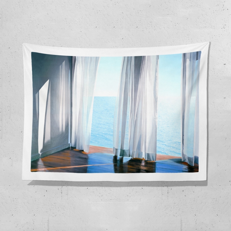 

Sea View Window Background Cloth Fresh Bedroom Homestay Decoration Wall Cloth Tapestry, Size: 200x150cm(Window-9)
