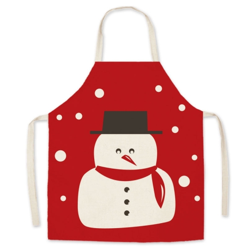 

2 PCS Christmas Linen Apron Parent-Child Set, Specification: 65x75cm(Snowman)