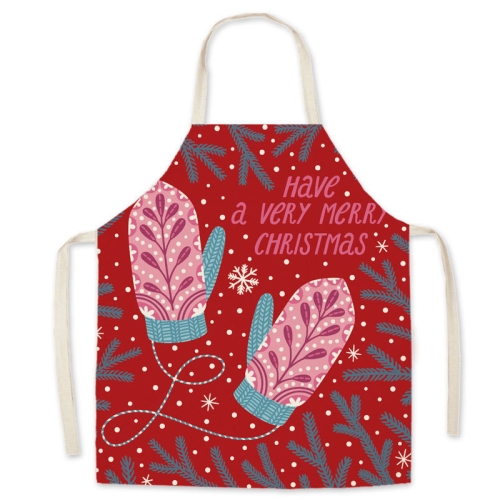 

2 PCS Christmas Linen Apron Parent-Child Set, Specification: 65x75cm(Gloves)