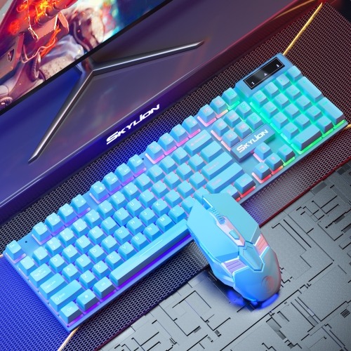 

Skylion H600 1600dpi 104-Keys Wired Luminous Keyboard Manipulator Gaming Keyboard, Colour: Mouse And Keyboard (Blue)