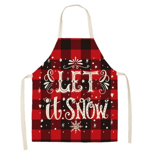 

2 PCS Christmas Plaid Series Cotton And Linen Apron Household Cleaning Overalls, Specification: 68 x 55cm(WQ-001301)