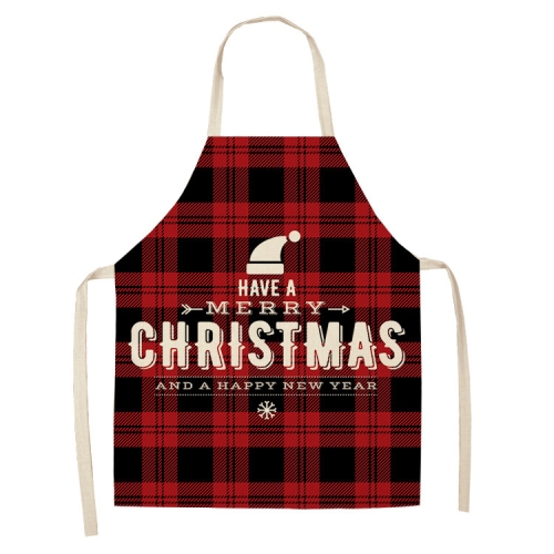 

2 PCS Christmas Plaid Series Cotton And Linen Apron Household Cleaning Overalls, Specification: 68 x 55cm(WQ-001327)