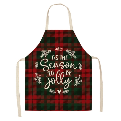 

2 PCS Christmas Plaid Series Cotton And Linen Apron Household Cleaning Overalls, Specification: 68 x 55cm(WQ-001330)