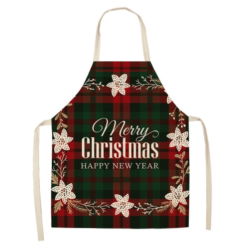 

2 PCS Christmas Plaid Series Cotton And Linen Apron Household Cleaning Overalls, Specification: 68 x 55cm(WQ-001331)