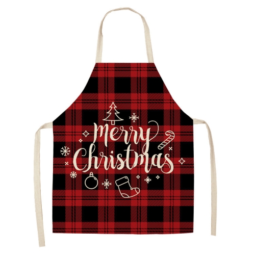 

2 PCS Christmas Plaid Series Cotton And Linen Apron Household Cleaning Overalls, Specification: 68 x 55cm(WQ-001336)