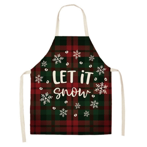 

2 PCS Christmas Plaid Series Cotton And Linen Apron Household Cleaning Overalls, Specification: 68 x 55cm(WQ-001302)