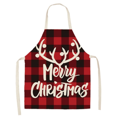 

2 PCS Christmas Plaid Series Cotton And Linen Apron Household Cleaning Overalls, Specification: 68 x 55cm(WQ-001311)