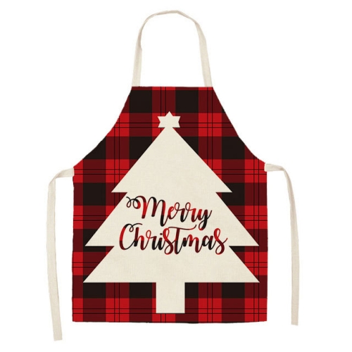 

2 PCS Christmas Plaid Series Cotton And Linen Apron Household Cleaning Overalls, Specification: 68 x 55cm(WQ-001312)