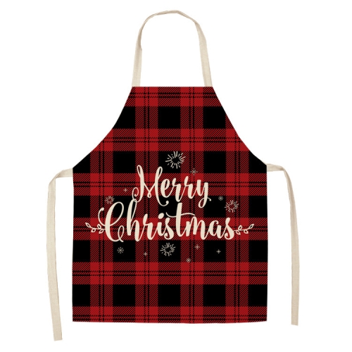 

2 PCS Christmas Plaid Series Cotton And Linen Apron Household Cleaning Overalls, Specification: 68 x 55cm(WQ-001326)