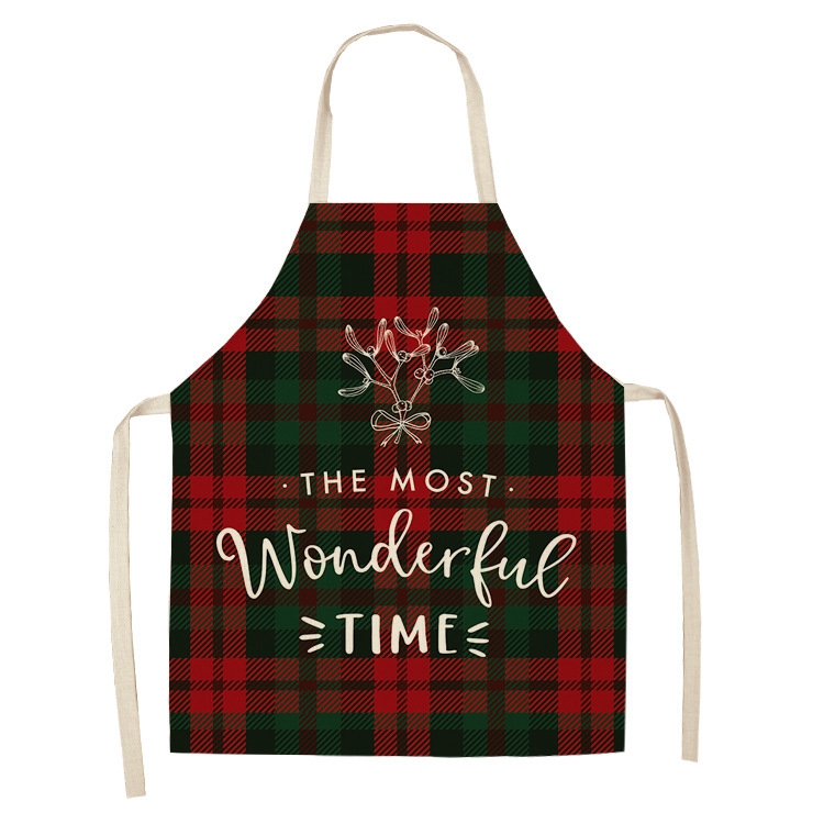 

2 PCS Christmas Plaid Series Cotton And Linen Apron Household Cleaning Overalls, Specification: 47 x 38cm(WQ-001332)