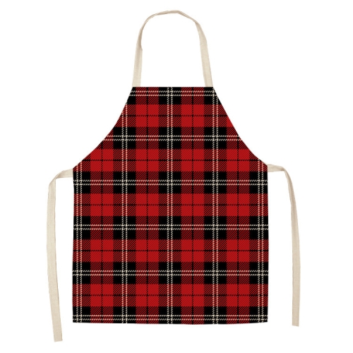 

2 PCS Christmas Plaid Series Cotton And Linen Apron Household Cleaning Overalls, Specification: 47 x 38cm(WQ-001333)