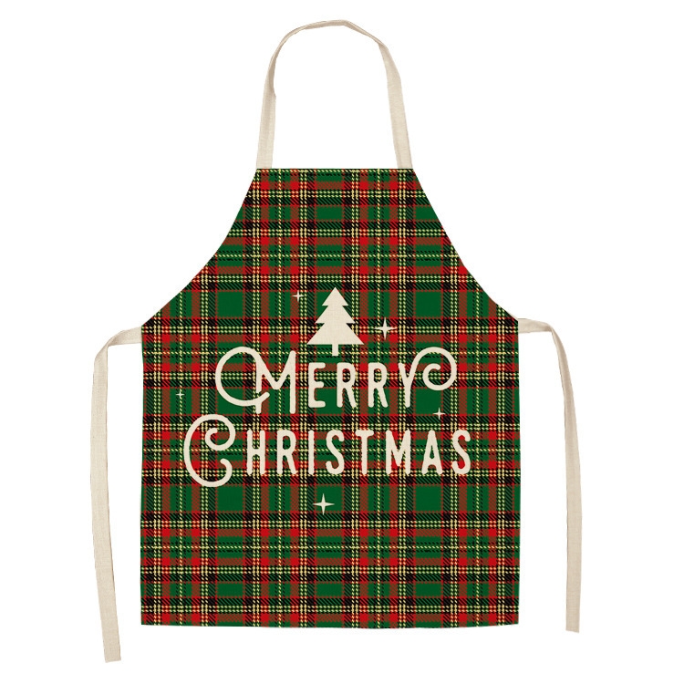 

2 PCS Christmas Plaid Series Cotton And Linen Apron Household Cleaning Overalls, Specification: 47 x 38cm(WQ-001335)
