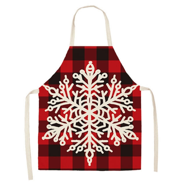 

2 PCS Christmas Plaid Series Cotton And Linen Apron Household Cleaning Overalls, Specification: 47 x 38cm(WQ-001308)