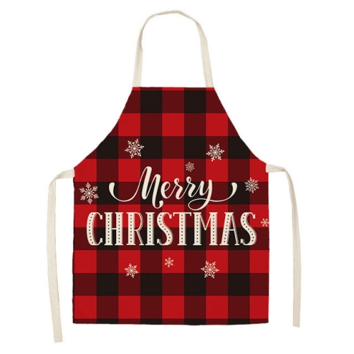 

2 PCS Christmas Plaid Series Cotton And Linen Apron Household Cleaning Overalls, Specification: 47 x 38cm(WQ-001310)