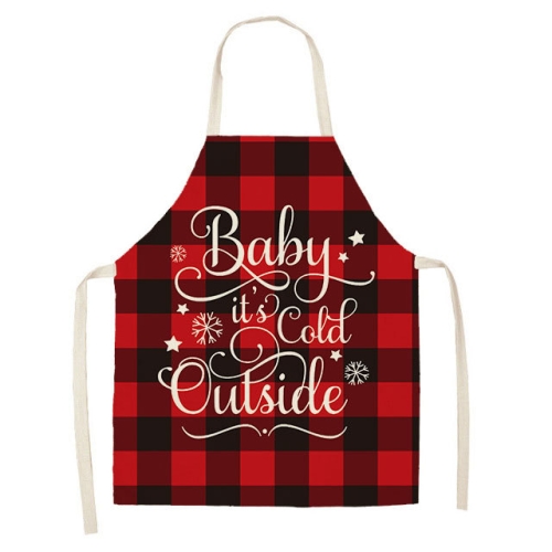 

2 PCS Christmas Plaid Series Cotton And Linen Apron Household Cleaning Overalls, Specification: 47 x 38cm(WQ-001314)