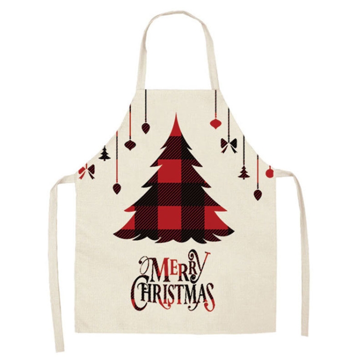 

2 PCS Christmas Plaid Series Cotton And Linen Apron Household Cleaning Overalls, Specification: 47 x 38cm(WQ-001316)