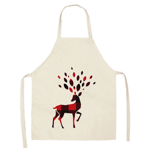 

2 PCS Christmas Plaid Series Cotton And Linen Apron Household Cleaning Overalls, Specification: 47 x 38cm(WQ-001318)