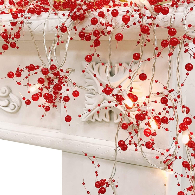 

Christmas Decoration Lamp String Valentine Day LED Pearl String Light Battery Box Copper Wire Light(Red )
