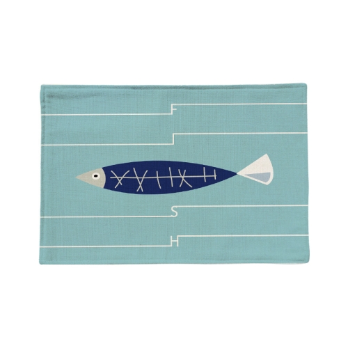 

2 PCS Linen Single Side Mediterranean Simple Fresh Geometric Placemat Potholder Table Mat(Small Bluefish)