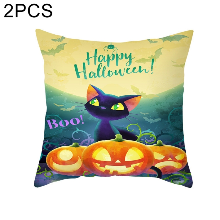

2 PCS Halloween Pillow Case Fleece Cushion Cover Without Pillow Core, Size: 45x45cm(WS2240)