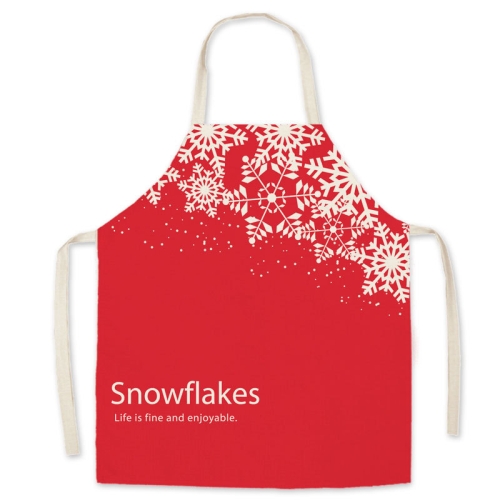 

2 PCS Christmas Linen Printed Apron Christmas Gift Adult Children Parent-Child Overalls, Specification: 65x75cm(Snowflake)