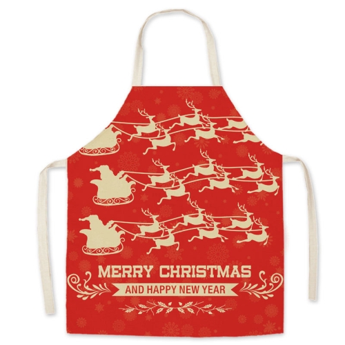 

2 PCS Christmas Linen Printed Apron Christmas Gift Adult Children Parent-Child Overalls, Specification: 45x56cm(Give Gifts)