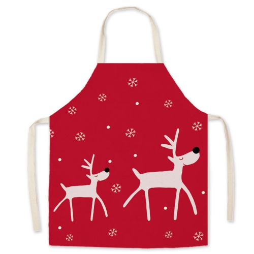 

2 PCS Christmas Linen Printed Apron Christmas Gift Adult Children Parent-Child Overalls, Specification: 45x56cm(Deer)