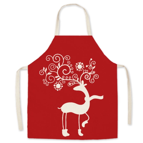 

2 PCS Christmas Linen Printed Apron Christmas Gift Adult Children Parent-Child Overalls, Specification: 45x56cm(Scarf Deer)