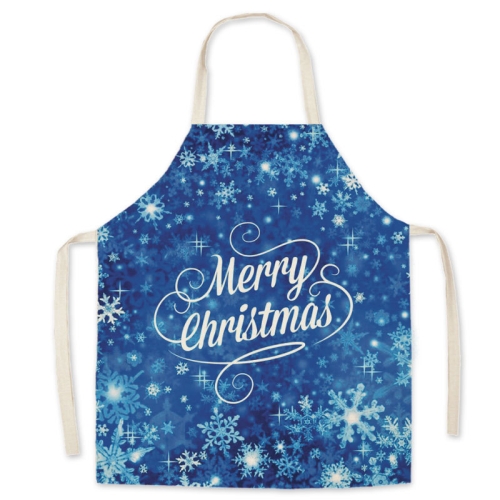 

2 PCS Christmas Linen Printed Apron Christmas Gift Adult Children Parent-Child Overalls, Specification: 45x56cm(Ice and Snow)