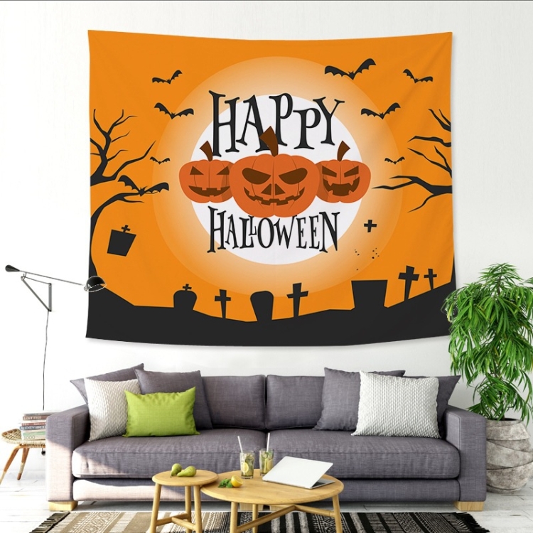 

Halloween Funny Fabric Background Wall Tapestry Bar Decoration Tapestry, Size: 150x100cm(Pumpkin)