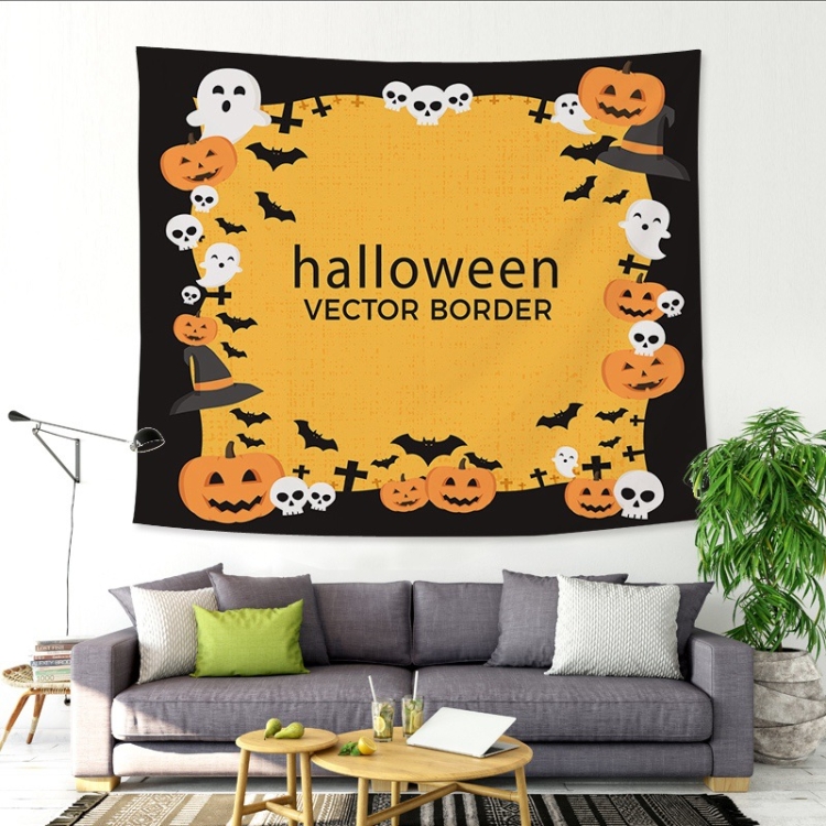 

Halloween Funny Fabric Background Wall Tapestry Bar Decoration Tapestry, Size: 200x150cm(Happy Halloween)