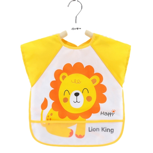 

2 PCS Baby Eating Gown Children Waterproof Apron, Colour: Sleeveless Yellow Lion(90cm)