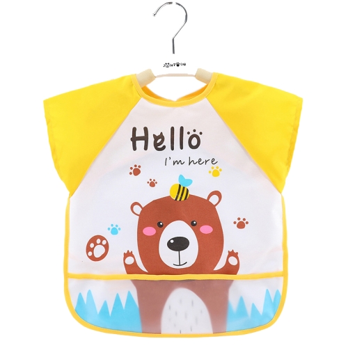 

2 PCS Baby Eating Gown Children Waterproof Apron, Colour: Sleeveless Yellow Bear(90cm)