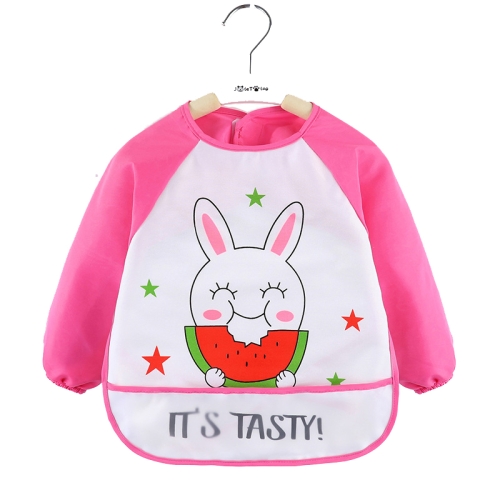 

2 PCS Baby Eating Gown Children Waterproof Apron, Colour: Long-sleeved Watermelon Rabbit(90cm)