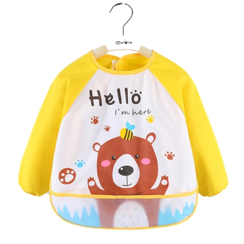 

2 PCS Baby Eating Gown Children Waterproof Apron, Colour: Long-sleeved Yellow Bear(100cm)