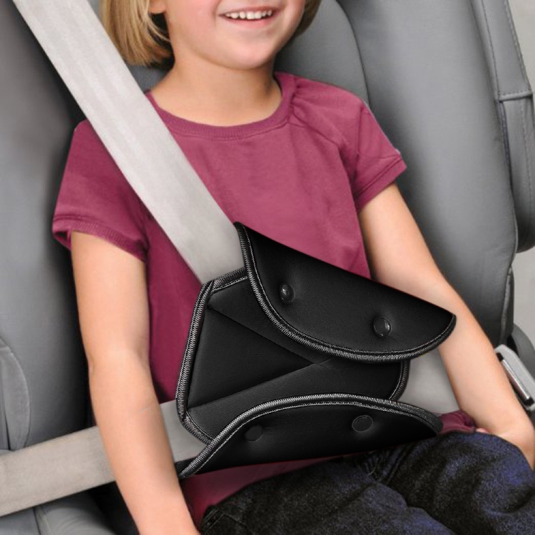 

Car Seat Safety Belt Cover Sturdy Adjustable Triangle Safety Seat Belt Pad Clips Child Protection(Black)