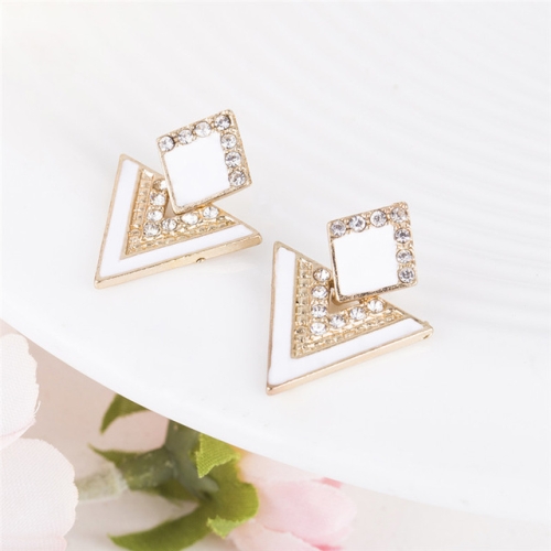 

Fashion Rhinestone Geometric Drop Triangle Earrings(White)