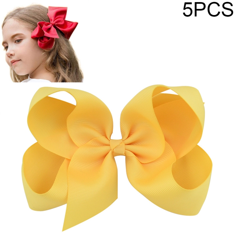 

5 PCS 6 Inch Colorful Kids Girls Big Solid Ribbon Hair Bow Clips(40)
