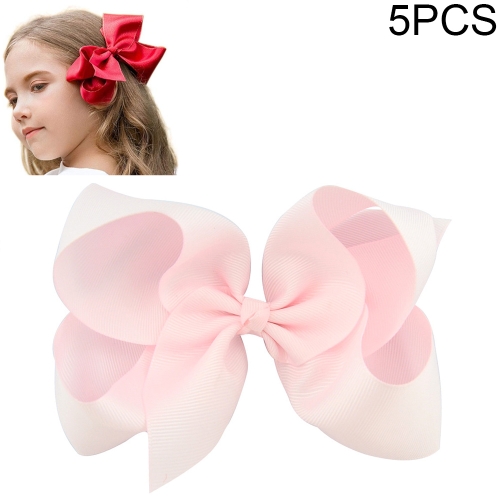 

5 PCS 6 Inch Colorful Kids Girls Big Solid Ribbon Hair Bow Clips(24)