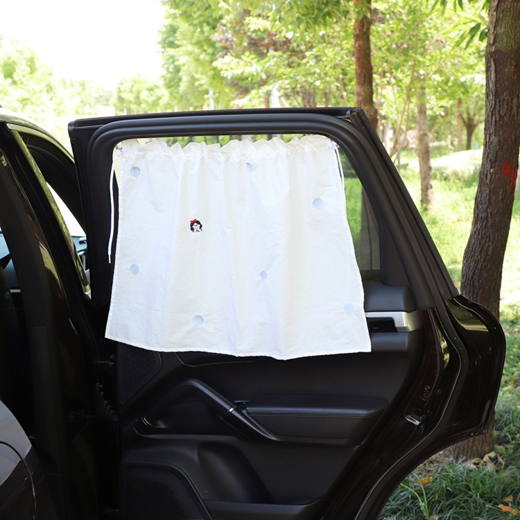 

Car Embroidery Curtain Sunshade Cartoon Cotton Suction Cup Curtain Car Sunscreen Insulation Covering Curtain(Girl)
