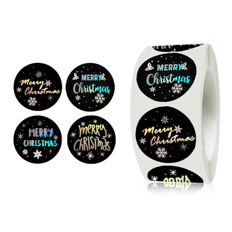 

4 Rolls F06 Black Hot Stamping Christmas Gift Decoration Sticker Label, Size: 2.5cm(Silver)