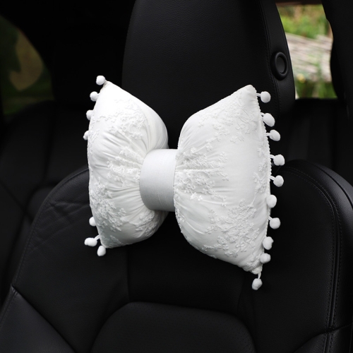 

Car Lace Head Waist Pillow Elastic Cotton Neck Pillow Waist Pad Car Female Decorative Supplies, Colour: White Headrest