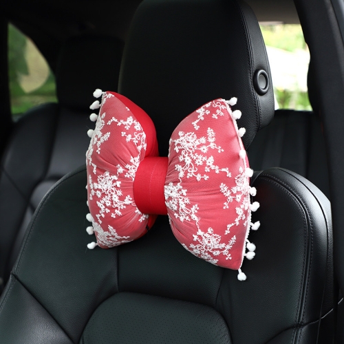 

Car Lace Head Waist Pillow Elastic Cotton Neck Pillow Waist Pad Car Female Decorative Supplies, Colour: Red Headrest